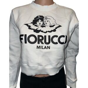 Fiorucci Milan Cherub Cropped Sweatshirt White Organic Cotton M- Junior fit